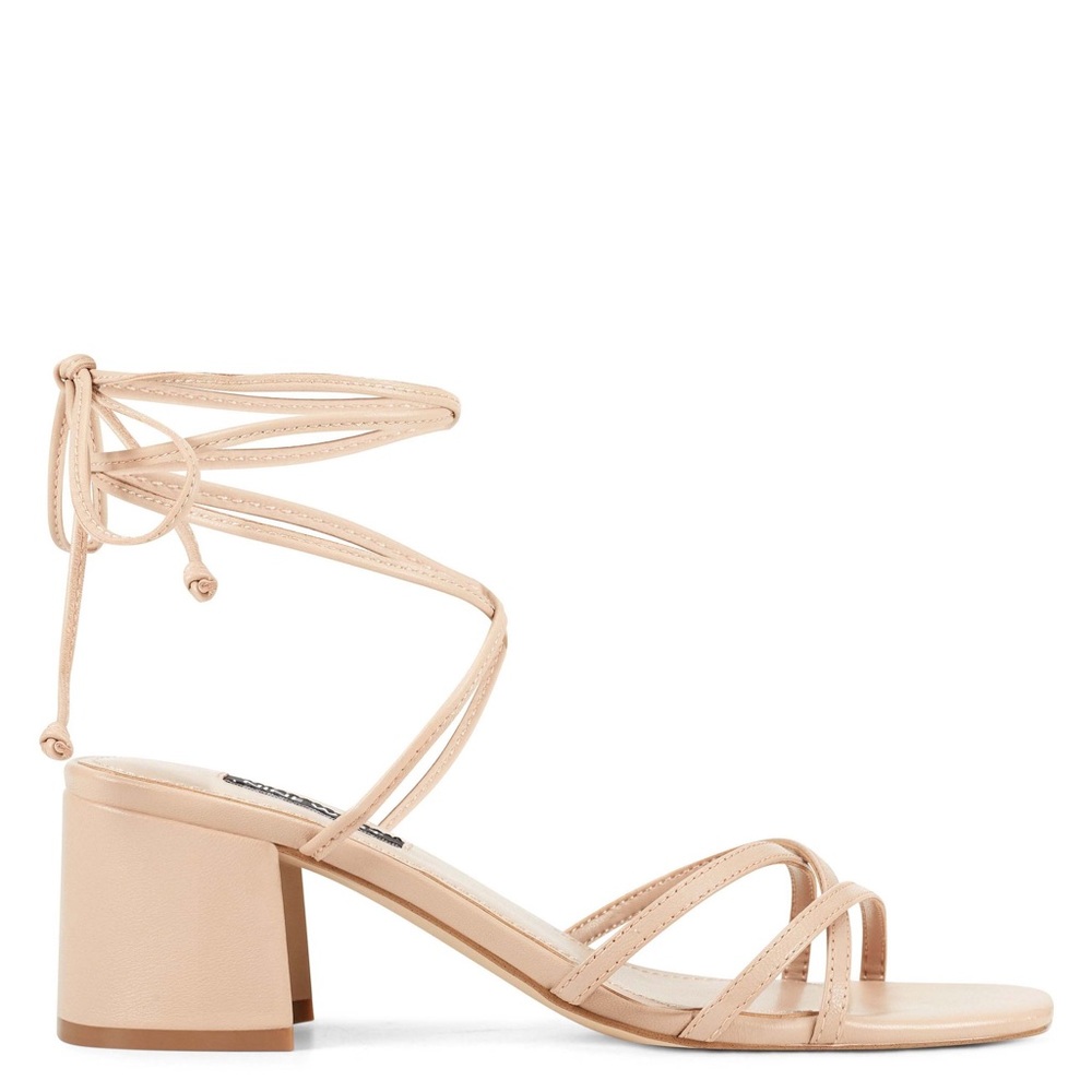 NINE WEST NUDE LACE UP SANDALS SZ 9.5